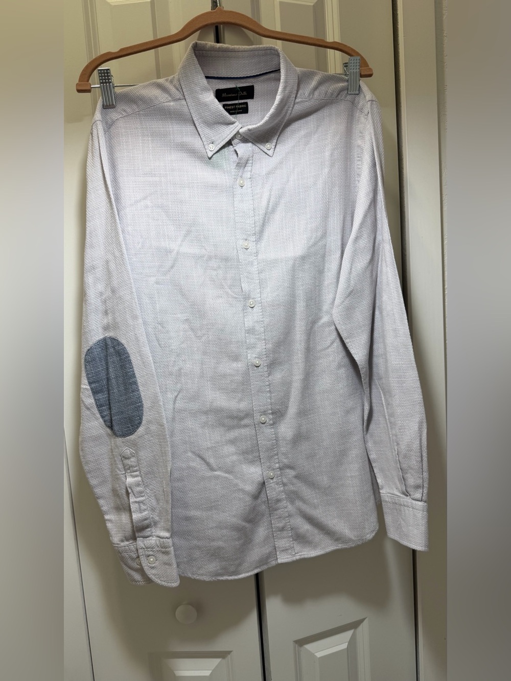 Massimo Dutti Men's M Button Down Shirt Elbow Patches Grey Finest Fabric 180/96A